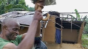 Demolished house of a widow by Nsik Engineering Construction company without compensation