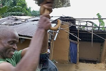 Demolished house of a widow by Nsik Engineering Construction company without compensation